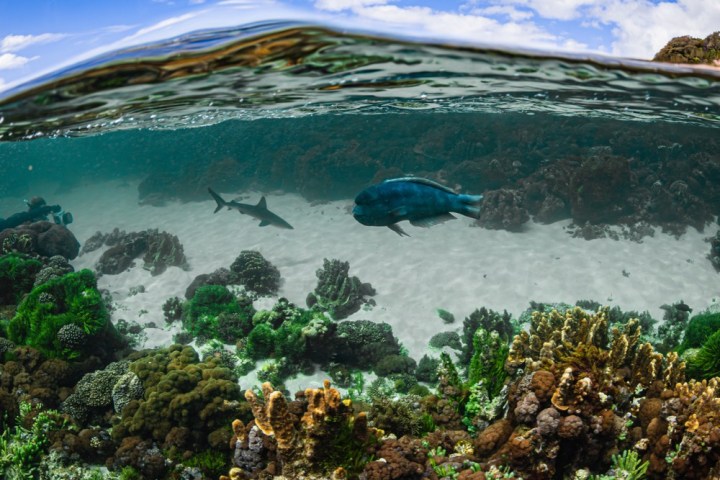 a large waterfall over a body of water